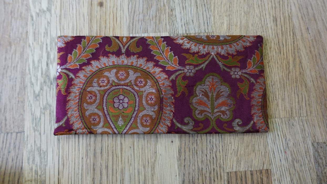 Deep Plum Brocade With Green Silk Lining Vintage Gift Envelope