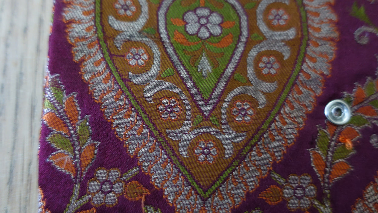 Deep Plum Brocade With Green Silk Lining Vintage Gift Envelope