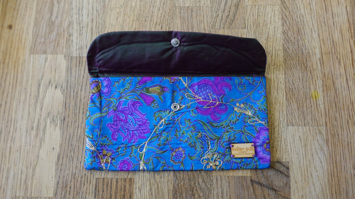 Blue Vintage Embellished Silk Gift Envelope