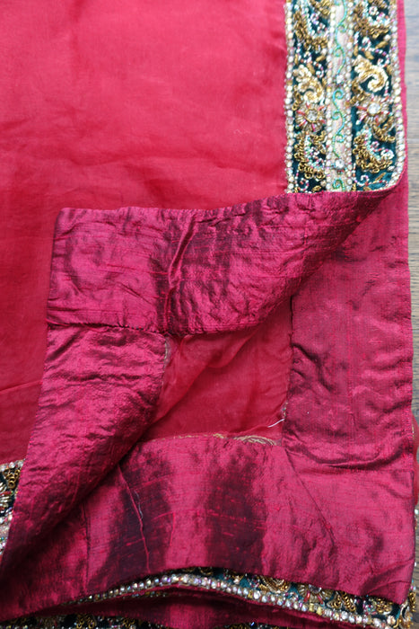 Dark Red Raw Silk Gharara - UK 10 / EU 36 - New