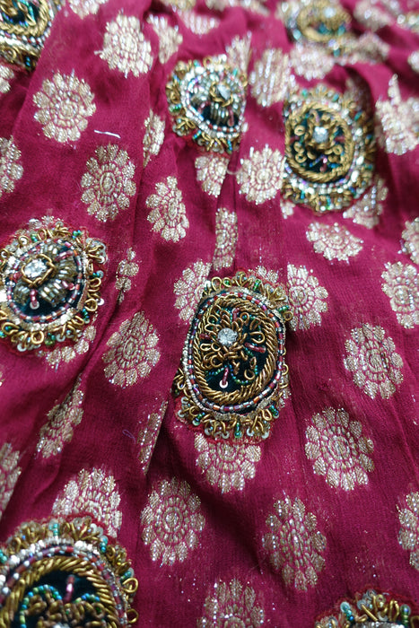 Dark Red Raw Silk Gharara - UK 10 / EU 36 - New