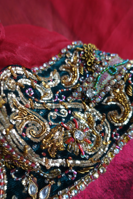 Dark Red Raw Silk Gharara - UK 10 / EU 36 - New