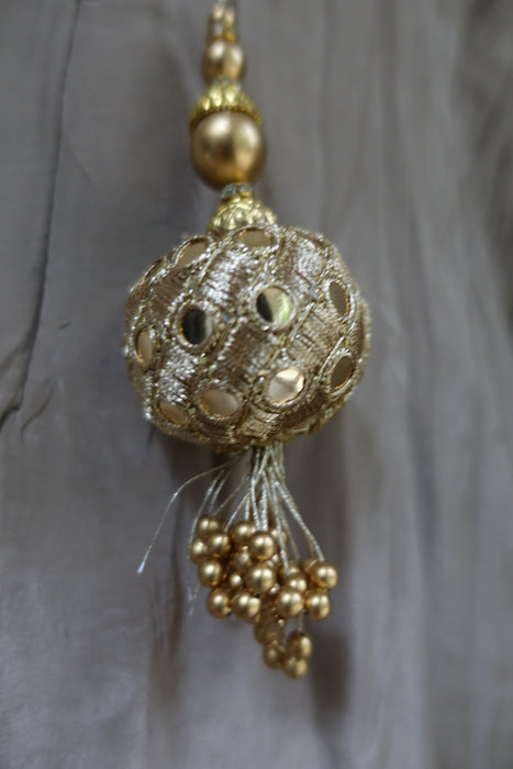 Taupe And Pink Mirror Worked Lengha - UK 20 / EU 46 - New