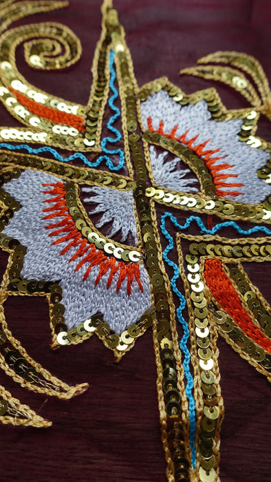 Deep Plum Vintage Sequinned Sari - Preloved