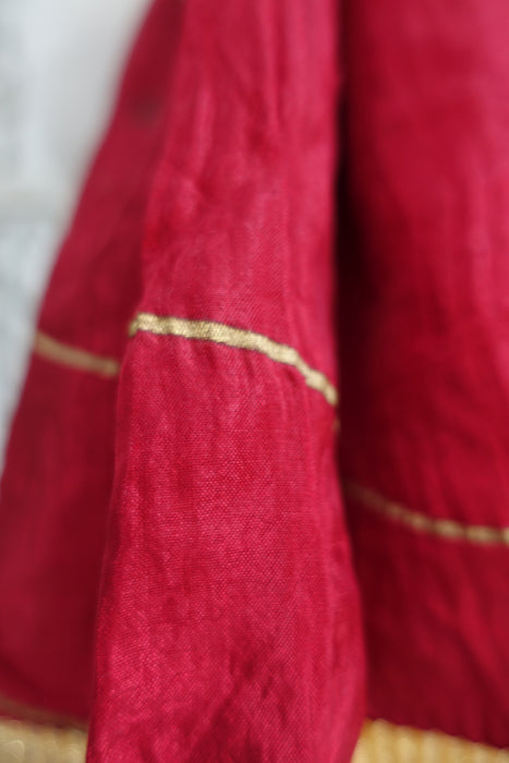 Crushed Red Silk With Gold Blocking - New