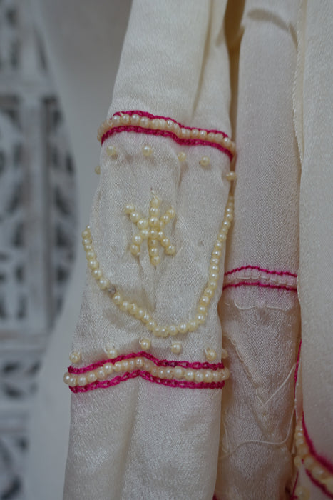 Cream Pure Silk With Beadwork - New