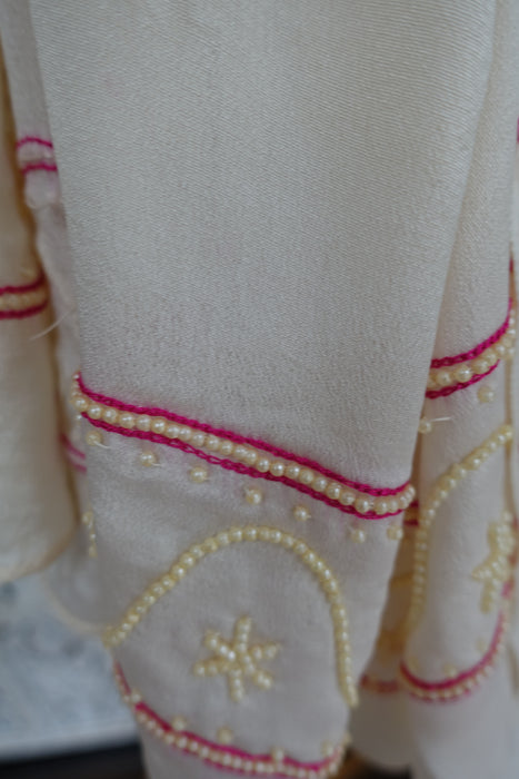 Cream Pure Silk With Beadwork - New
