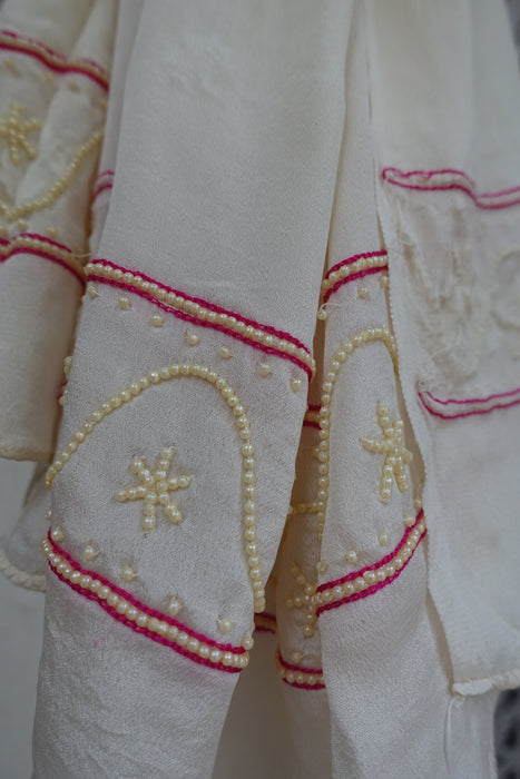 Cream Pure Silk With Beadwork - New
