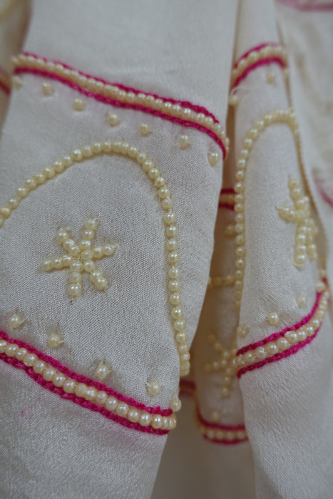 Cream Pure Silk With Beadwork - New