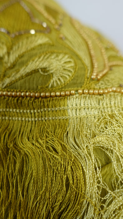 Citrus Green Vintage Silk Chiffon Dupatta - New
