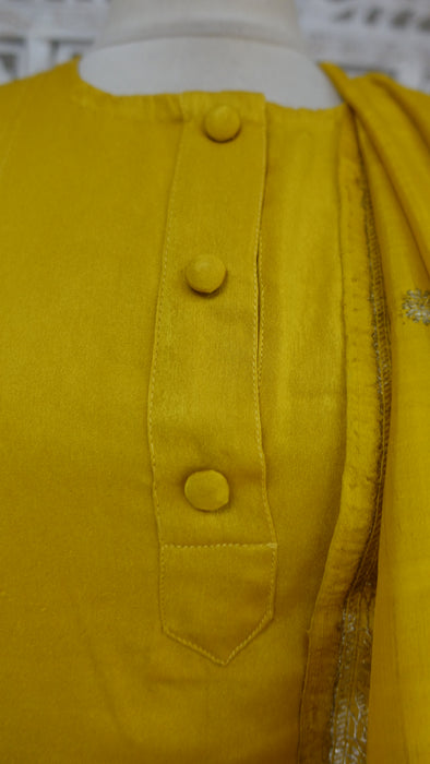 Ochre Salwar Kameez With Banarsi Silk Dupatta - UK 18/EU 44 - Preloved