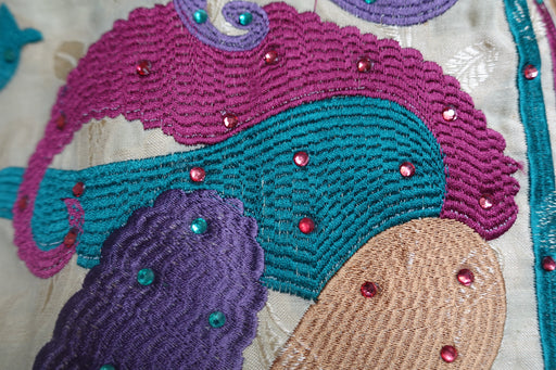 Cream Embroidered Tote Cotton Bag - New - Indian Suit Company