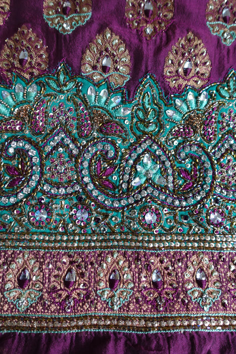 Plum Embroidered Tote Bag - New - Indian Suit Company