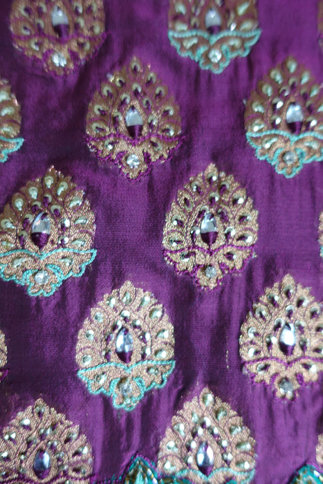 Plum Embroidered Tote Bag - New - Indian Suit Company