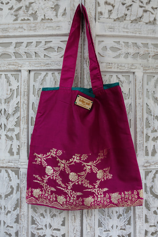 Magenta Vintage Silk Small Bag - Indian Suit Company