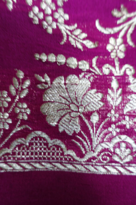 Magenta Vintage Silk Large Tote Bag - Indian Suit Company