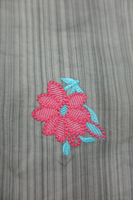 Grey Cotton Silk Embroidered Unlined Bag - New