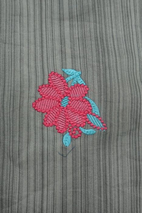 Grey Cotton Silk Embroidered Unlined Bag - New