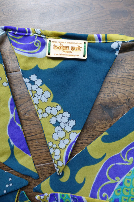 Teal & Ochre Vintage American Georgette Bunting - New