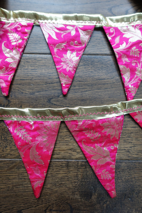 Pink And Gold Banarsi Brocade With Pink Trim - 3.7 Metres