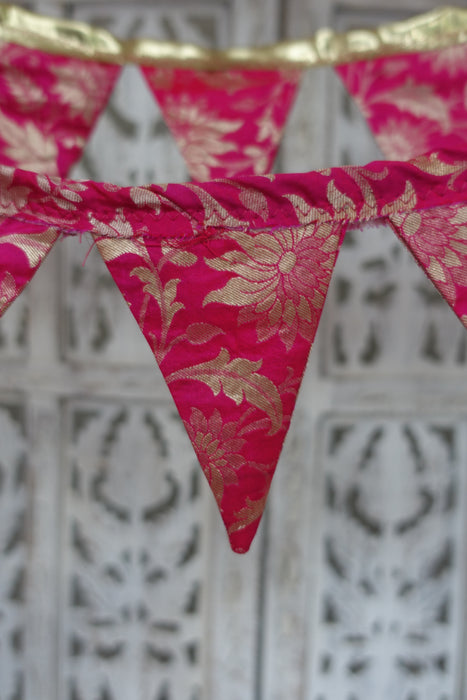 Pink And Gold Banarsi Brocade With Pink Trim - 3.7 Metres