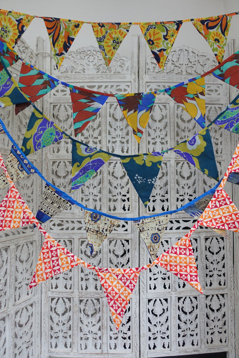 Teal & Ochre Vintage American Georgette Bunting - New