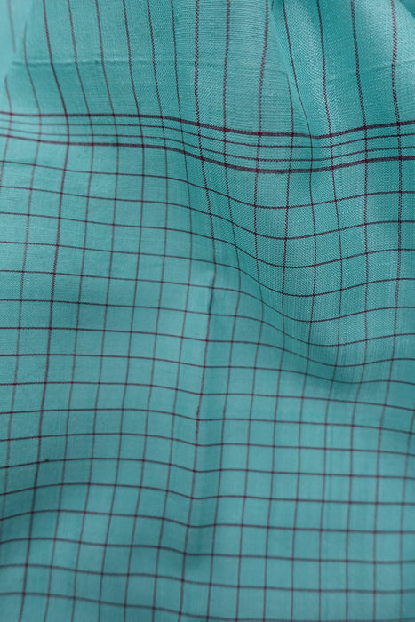 Blue & Maroon Check Pure Silk Gift Wrap - Small - Indian Suit Company