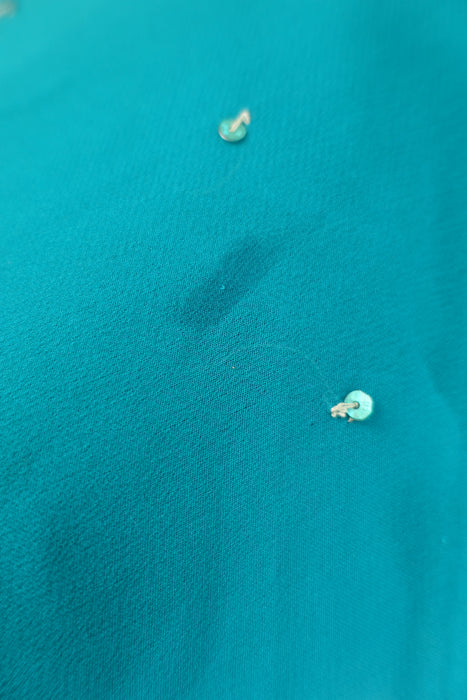 Blue & Orange Silk Chiffon Sari + Blouse - Preloved