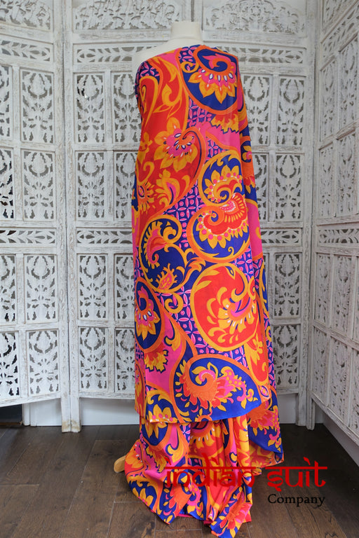 Retro Print Vintage Sari - New - Indian Suit Company