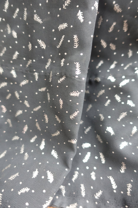 Black Silver Block Chiffon Sari - Preloved