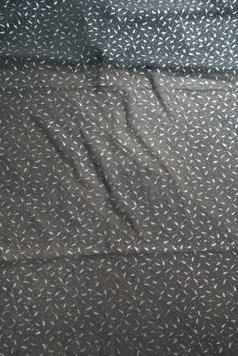 Black Silver Block Chiffon Sari - Preloved