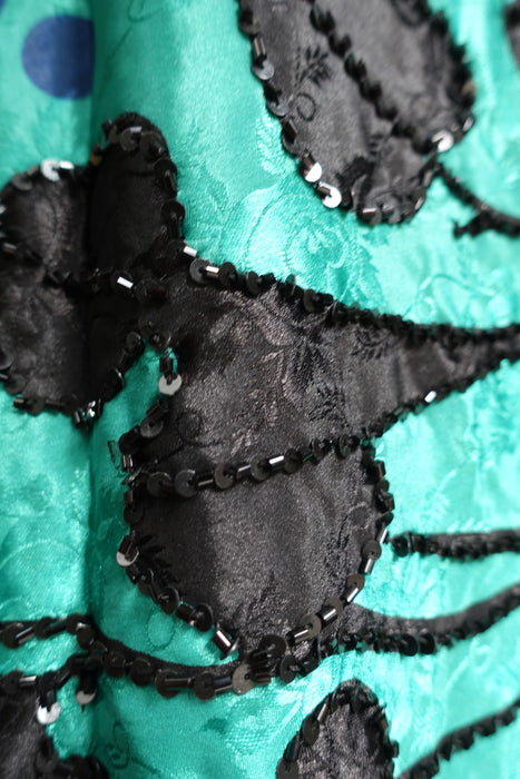 Dark Green Spotty Crepe Sari + 32 Bust Blouse - Preloved - Indian Suit Company