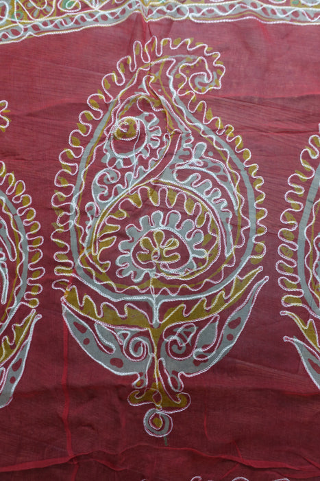 Blue & Red Chiffon Sari New