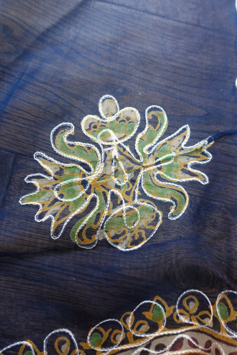 Blue & Red Chiffon Sari New