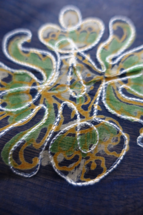 Blue & Red Chiffon Sari New