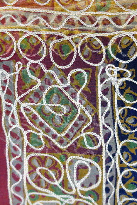 Blue & Red Chiffon Sari New