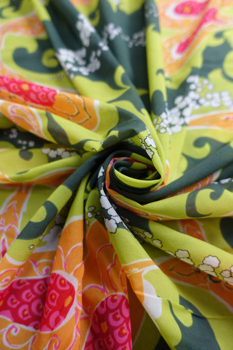 Green Pink Retro Vintage Sari - Preloved