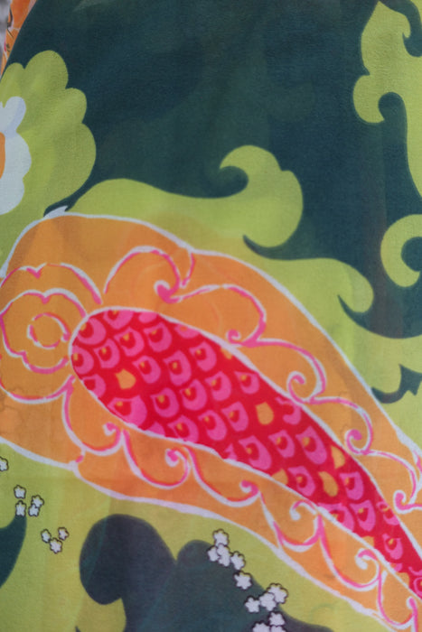 Green Pink Retro Vintage Sari - Preloved