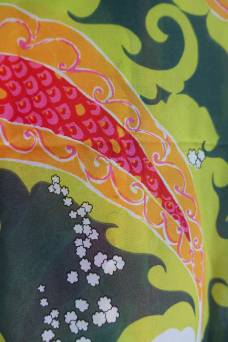 Green Pink Retro Vintage Sari - Preloved