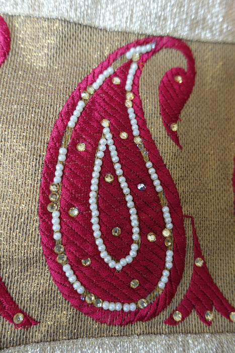Creamy Gold With Red Paisley Braid - New - Indian Suit Company