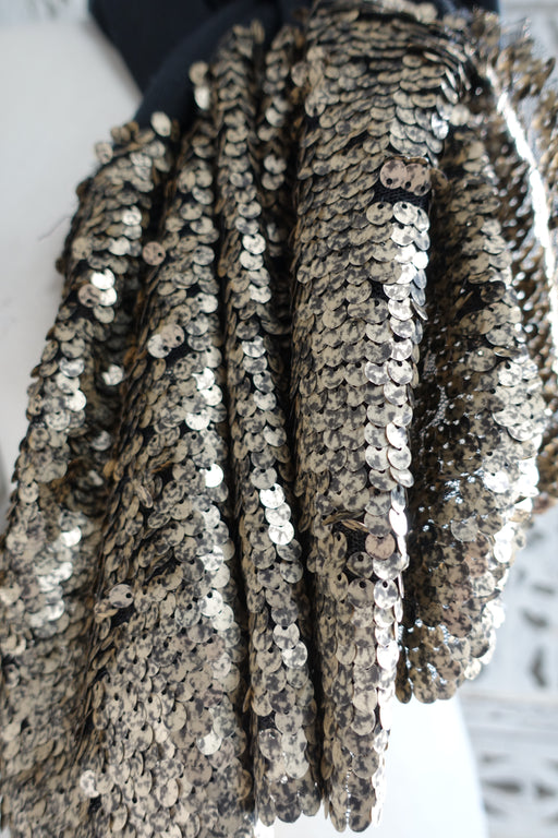 Black Sequinned Wool Blend Shawl - New - Indian Suit Company