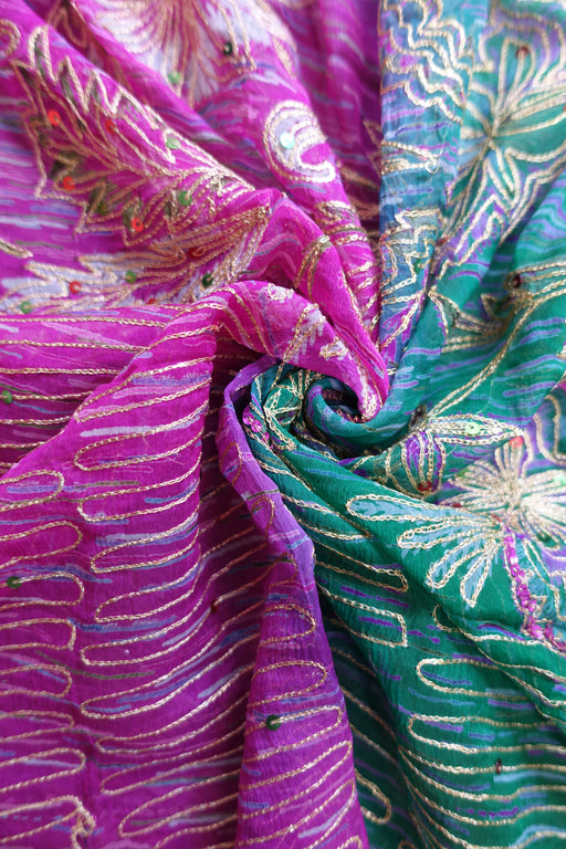 Dark Green & Pink Vintage Dupatta - New - Indian Suit Company