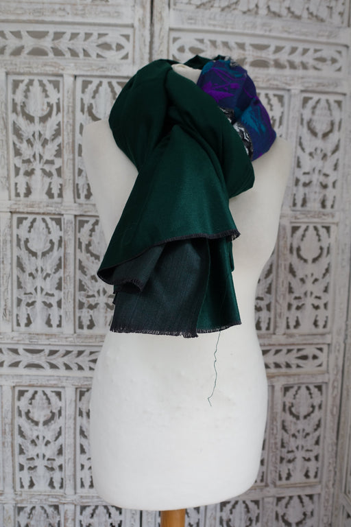 Winter Dark Green Wool Blend Shawl - new READY - Indian Suit Company