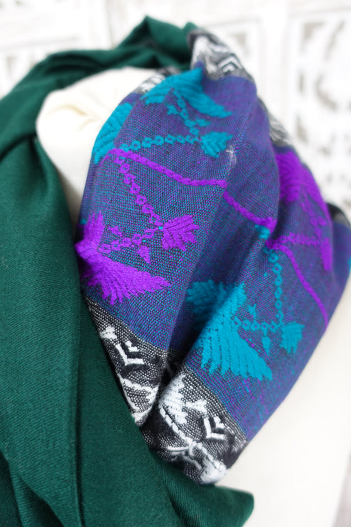 Winter Dark Green Wool Blend Shawl - new READY - Indian Suit Company