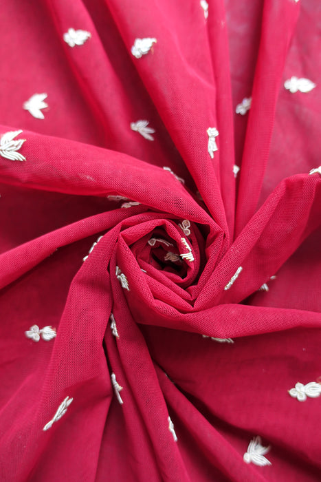 Dark Red Net Zardosi Vintage Wedding Dupatta - New