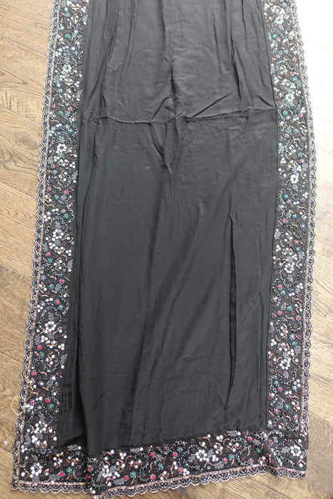 Black Crepe Silk Diamante Embellished Dupatta - Preloved