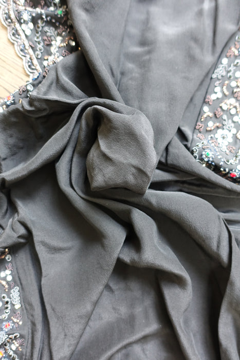 Black Crepe Silk Diamante Embellished Dupatta - Preloved