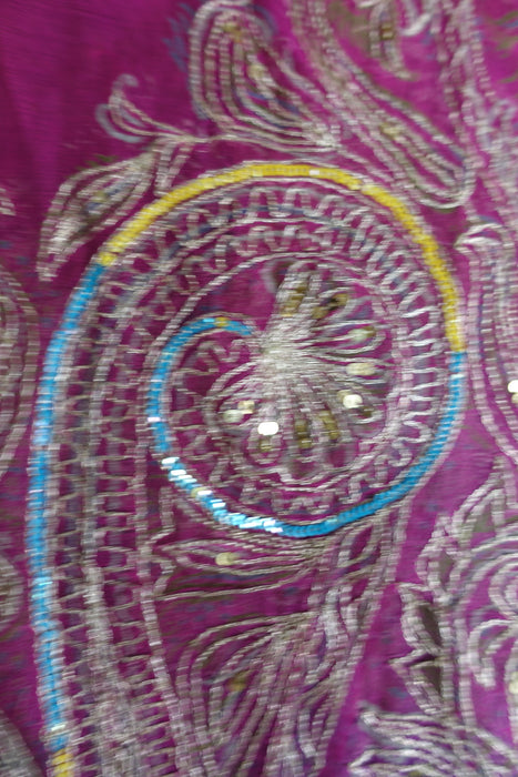 Blue And Pink Vintage Embellished Dupatta - New