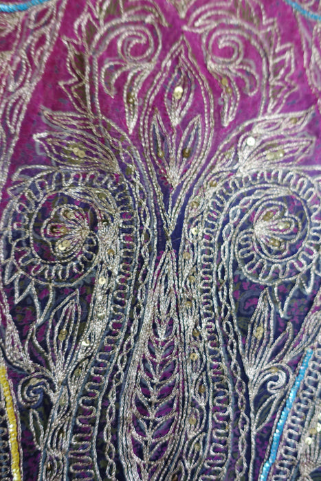 Blue And Pink Vintage Embellished Dupatta - New