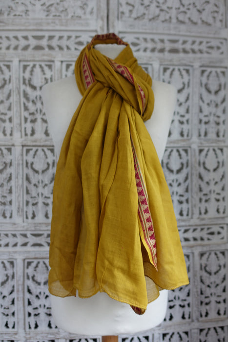 Ochre Cotton Dupatta - New